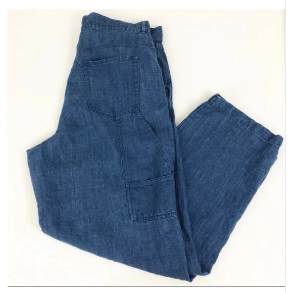 Jones Jeans 100% Linen 2-Pc Outfit Denim Vest Top 14W & Painter Pants 16 - Picture 6 of 9